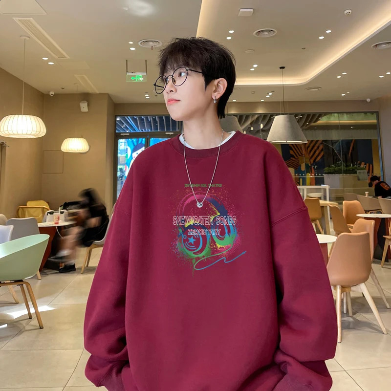 Mens Oversized Plain Fashion Autumn Hoodie Headset Print White Hoodies for Men Unisex Casual Wear Hoody Male Sweatshirt 250113