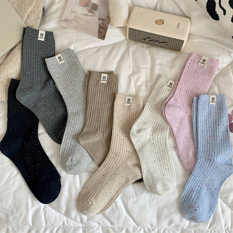 Women's Socks Korean Style Trendy Breathable Casual Dots Cartoon Crew Socks For Girls Novelty Color Warm Socks Comfortable Soft