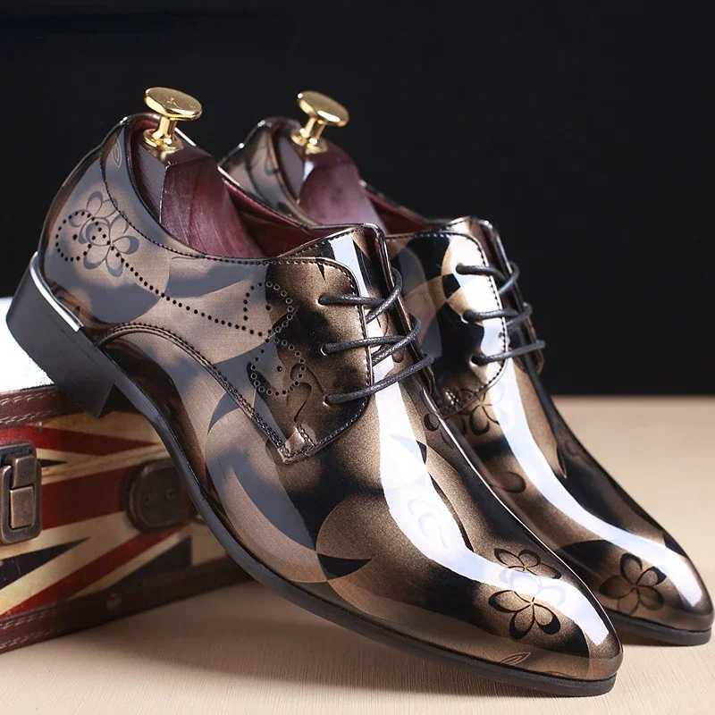 Office Floral Pattern Men Formal Leather Luxury Fi Groom Wedding Oxford Formal Shoes Men Erkek Deri Ayakkab ModelleriXJ250113