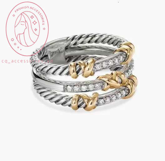 David Yurmen Ring Retro Designer Ring David Yerman Ring Twisted Rope Plated Silver Womens Ring Designer Jewelry Couple Diamond Ring Luxury Size 6-9 Never Fading 134
