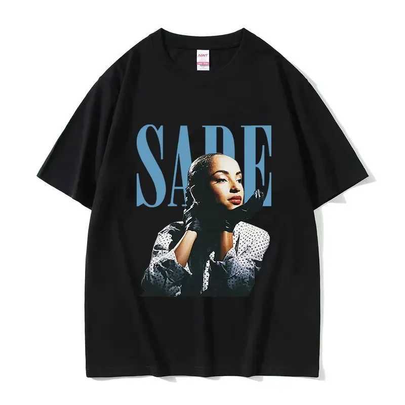 90s Singer S-Sade Print Graphic T Shirt Men Women Hip Hop Vintage Short Sleeve T-shirts Cotton Oversized T-shirt Streetwear X2501139