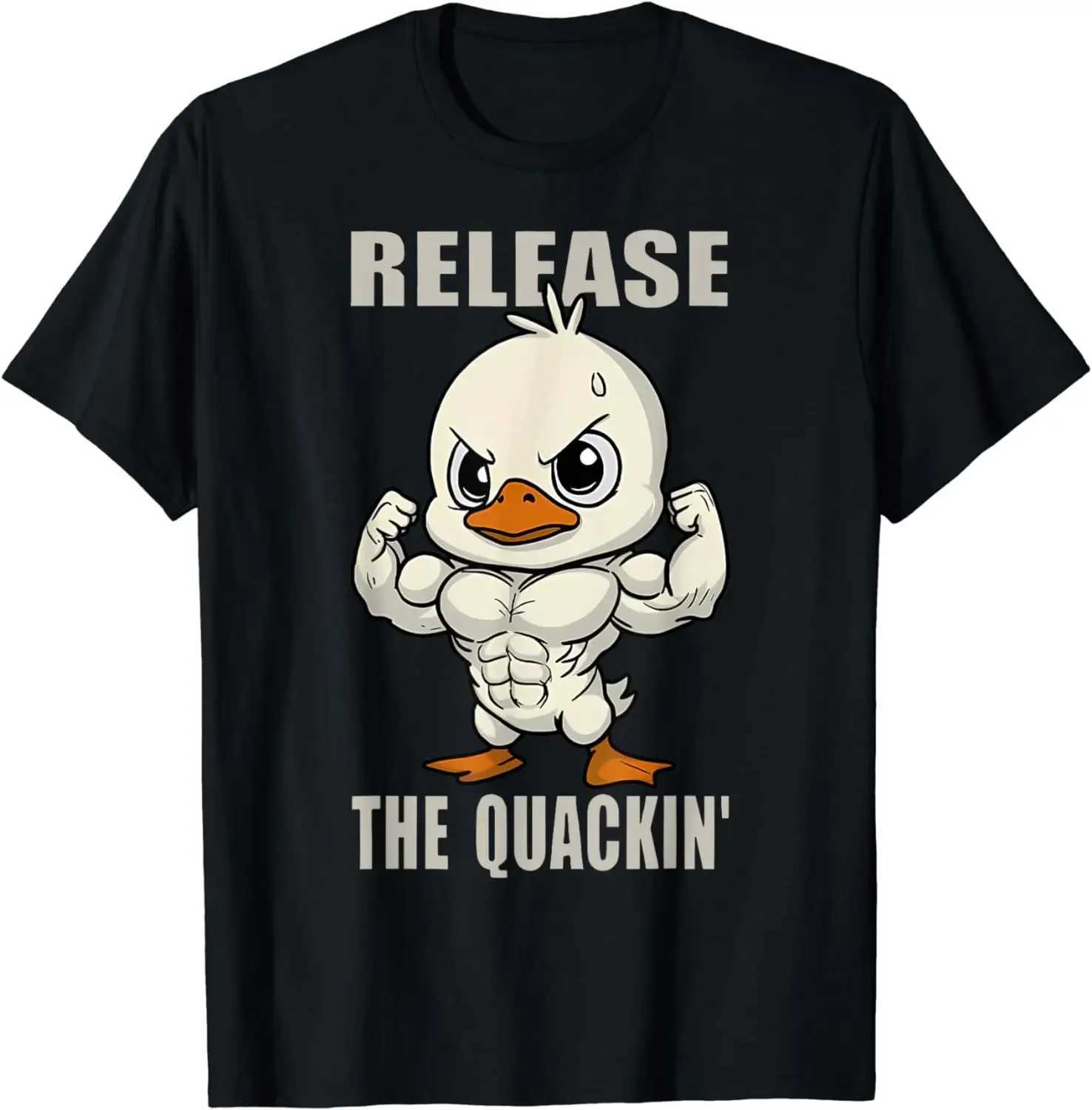 Release The Quackin Duck Gym Weightlifting Bodybuilder T-Shirt Graphic T Shirts Men Clothing Streetwear Camisetas X2501137