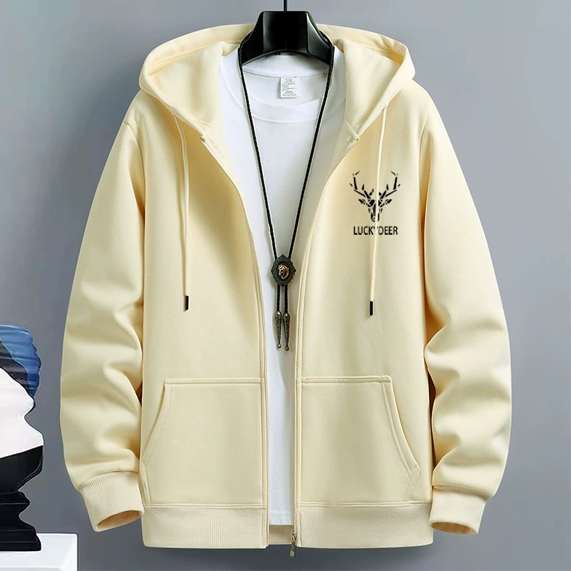 Cardigan sweater men's spring and fall American tide hooded couple's clothes loose sports zipper jacket cross-border large size m035