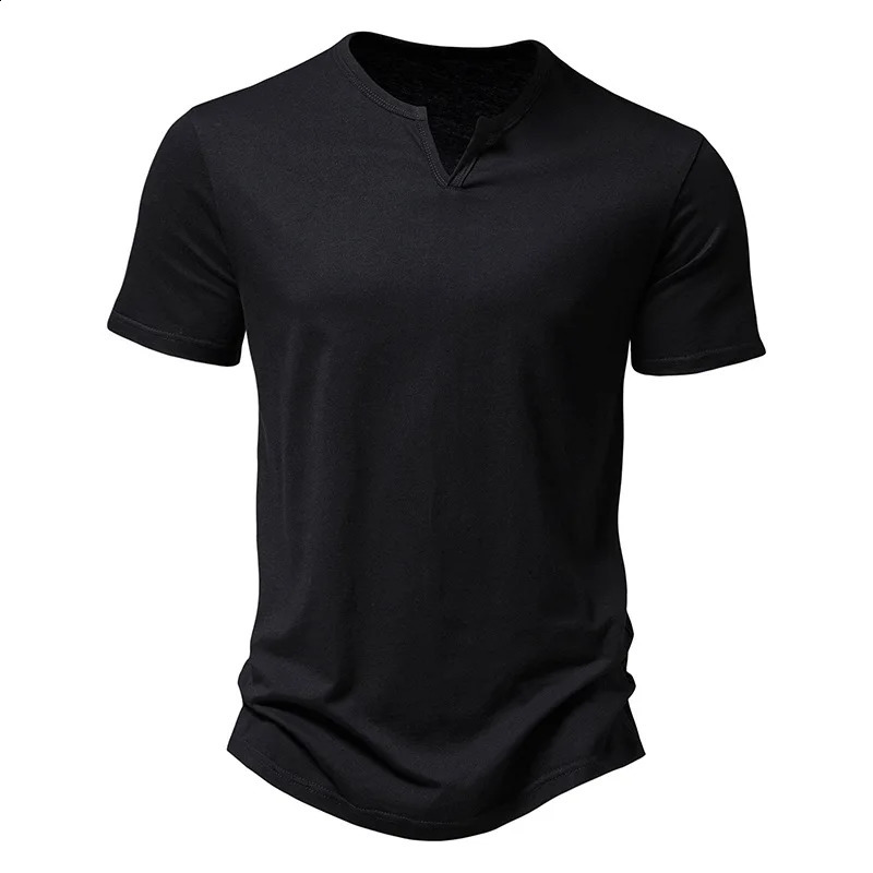Summer Quality Men TShirt VNeck Fashion n Slim Fit Soild TShirts Male Tops Tees Short Sleeve T Shirt for 250113