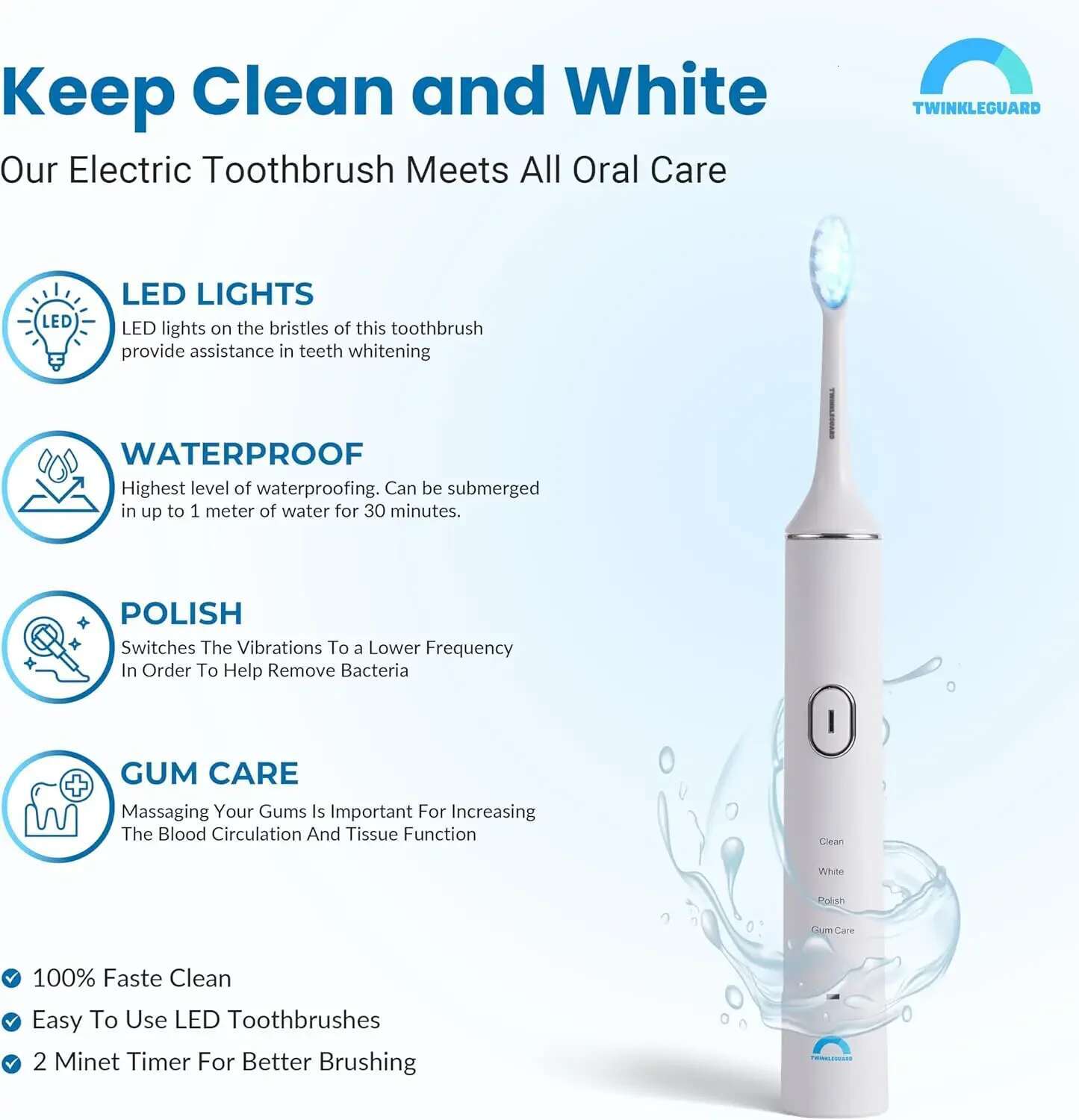Electric Toothbrush - Advanced Whitening, Teeth Polishing Gum Health