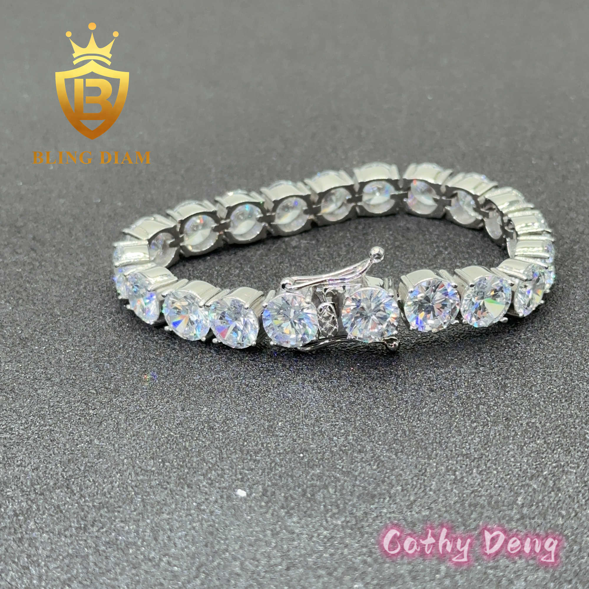 Wholesale 18k Gold Plated Hip hop Jewelry 8mm Ice out s925 VVS Moissanite Tennis Chain Necklace Bracelet for Men Women