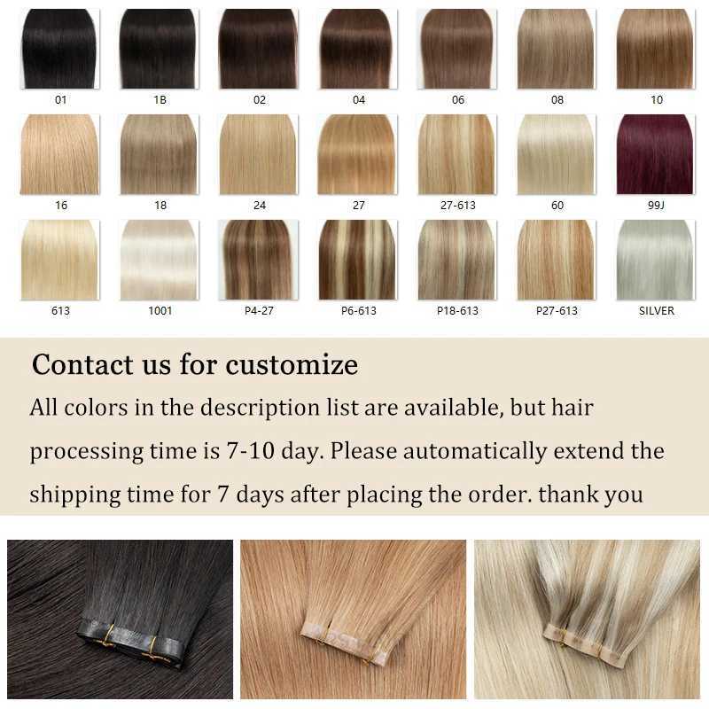 Invisible long tape PU webbing human hair bundle truly natural hair seamless and glue free injection tape hair extension thick end W250113