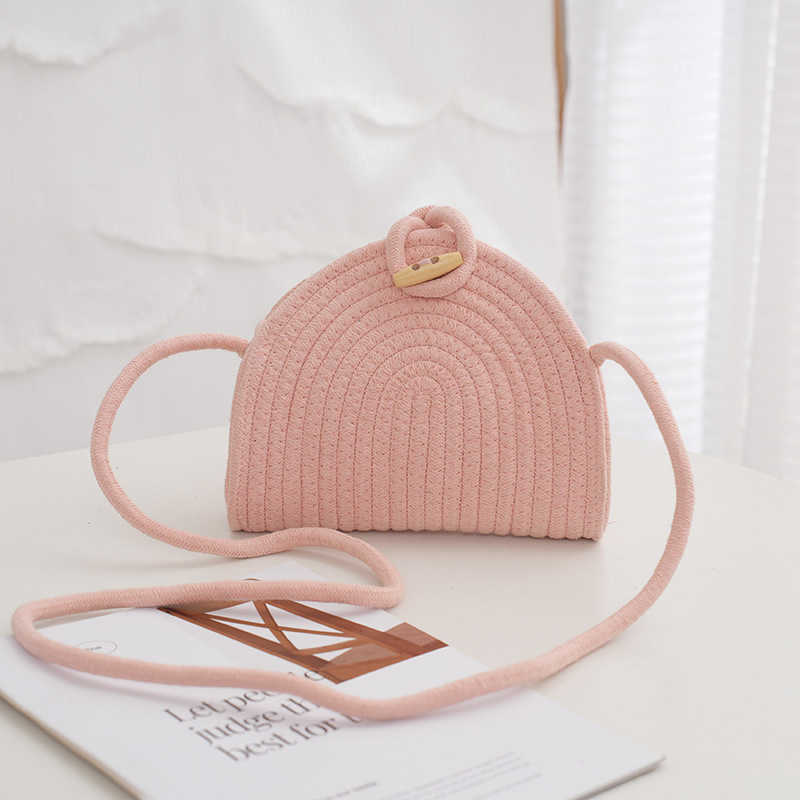 New Woven Shoulder Bag for Women, Cotton Rope Crossbody Bag, Bucket Summer Vacation Beach Fashionable and Versatile 250113