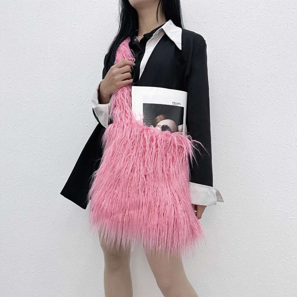 Faux Fur Crossbody For Women Furry Shoulder Winter Plush Tote Fluffy Messenger Bag Design Handbags Travel Shopper