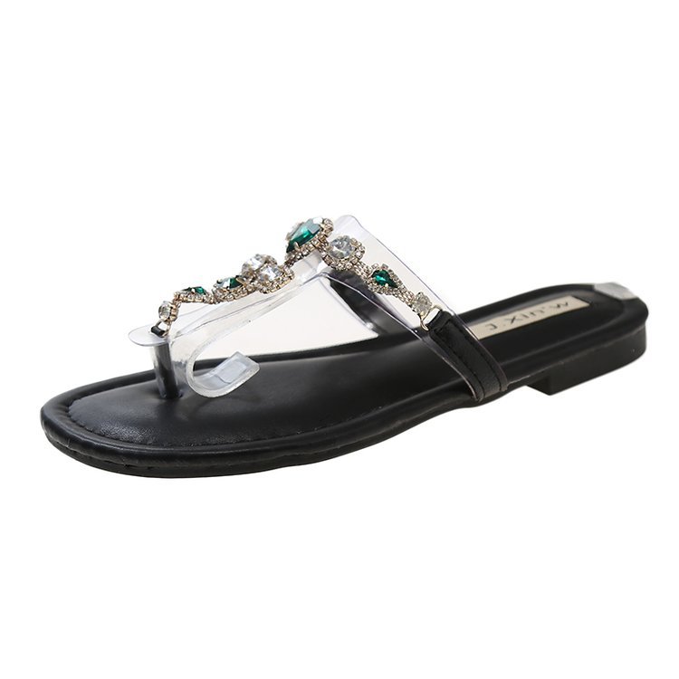 Women Slippers Flat Bottom Fashion Dia Design Outerwear Flip-ps Versatile Triple Black Beige Sier NEW hot Free shipping