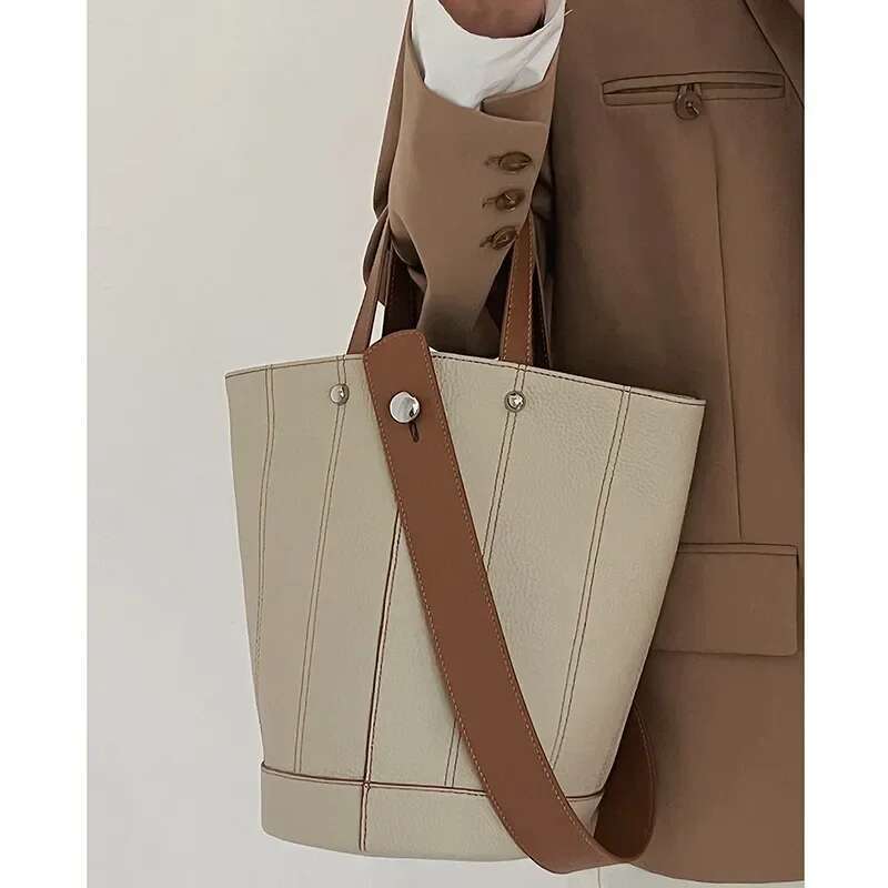 Bucket Shoulder Bags For Women Female Designers Trend Large Capacity Genuine Leather Crossbody Bag Handbags And Purses