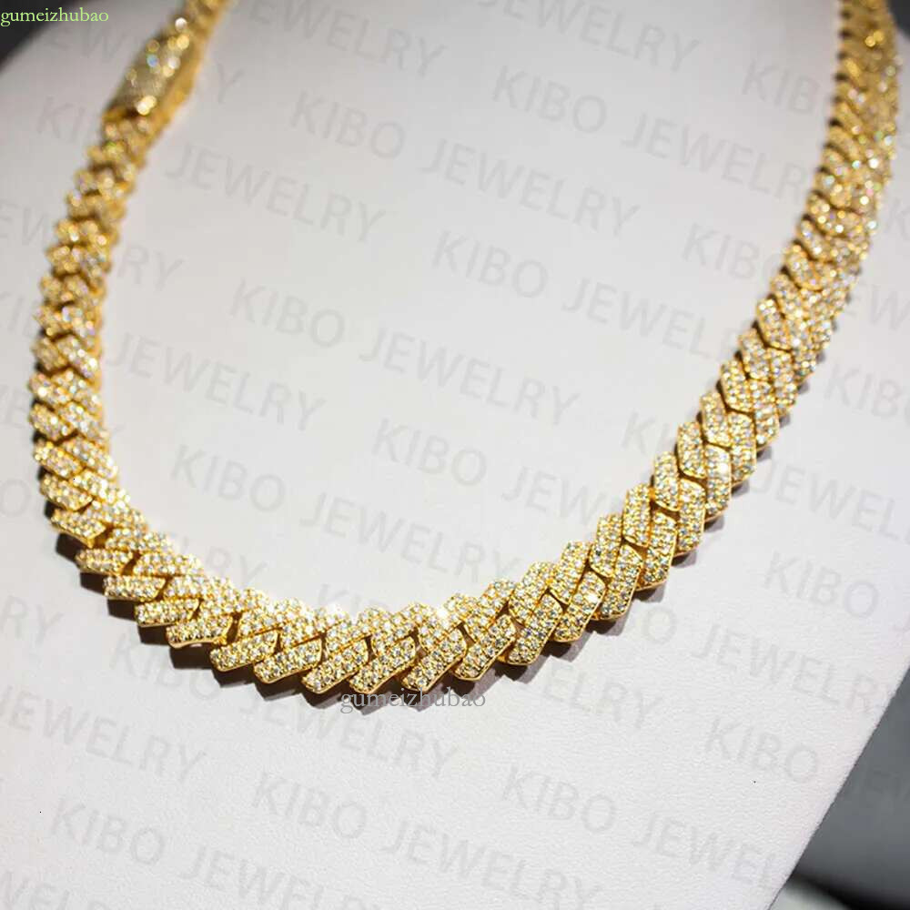 Real Grown Iced Out Hip Hop Jewelry for Men 12mm 10k Solid Gold Lab Dia Cuban k Chain