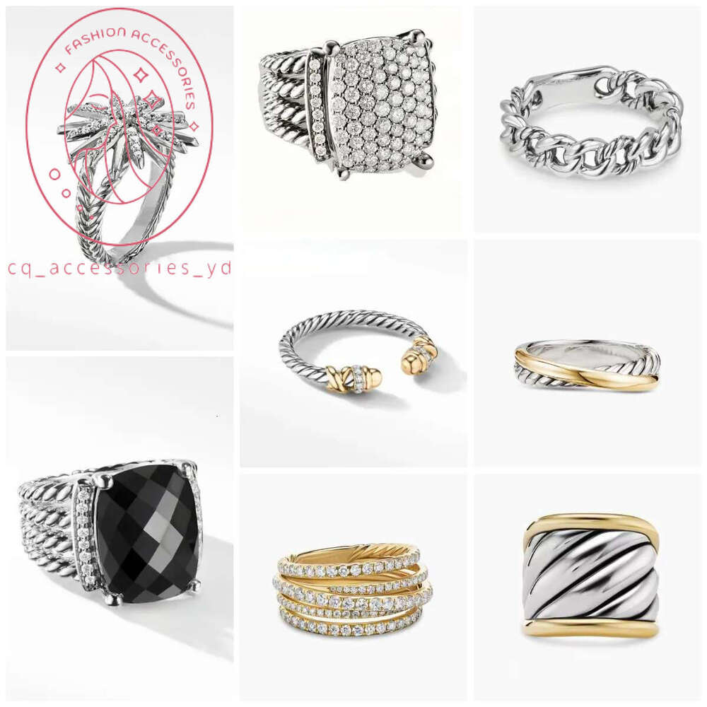 David Yurmen Ring Retro Designer Ring David Yerman Ring Twisted Rope Plated Silver Womens Ring Designer Jewelry Couple Diamond Ring Luxury Size 6-9 Never Fading B7e