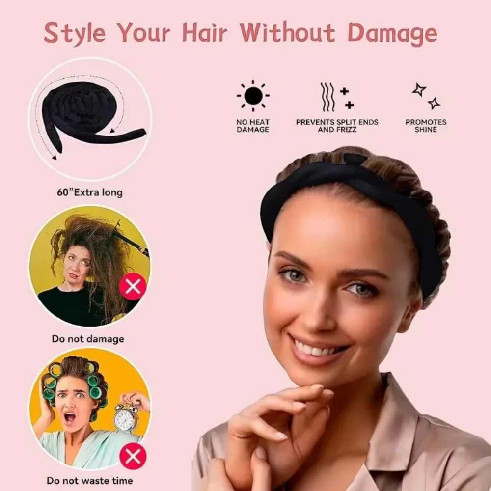 No hot roll headband no hot wire curling headband wave bar sleeping soft headband lazy curling iron hair styling tool W250113