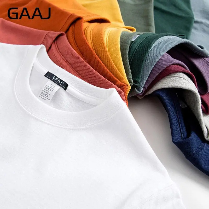 100 USA Cotton T shirt MenGAAJ Plain TopsShort Sleeve TshirtSoild TshirtFashion TeeQuality Mens Clothing200gsm 7oz 250113