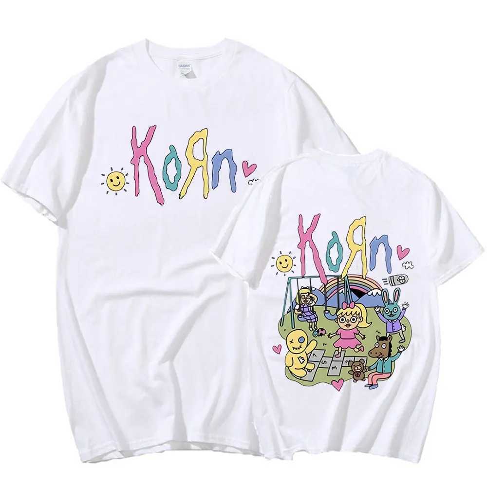 Korn Cartoon Rock Band Music Album T Shirt Mens 90s Vintage Metal Gothic Oversized T-shirt Streetwear Short Sleeve T Shirts X2501131