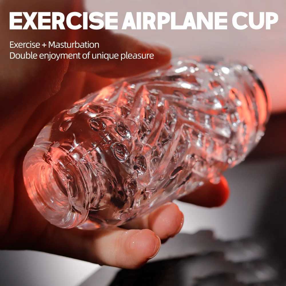 Transparent Masturbation for Men Pleasent Aircraft Cup Device Soft Pocket Vaginal Sleeve Training Adult Sex Toys for MaleXJ250113