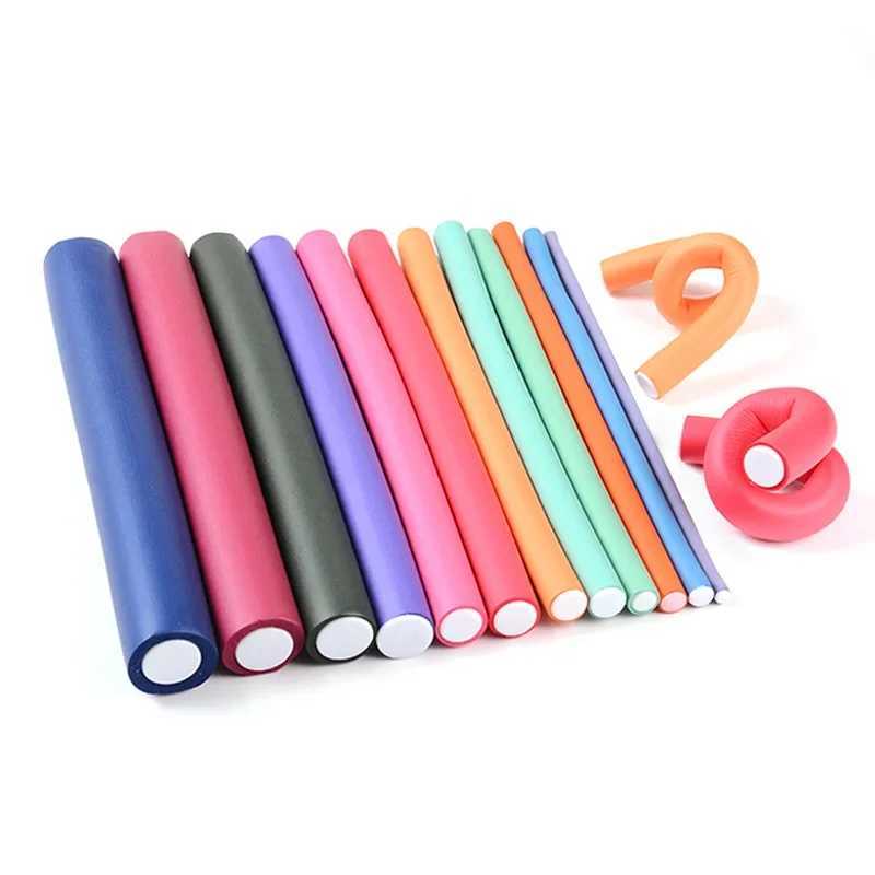 10pc heatless curler multi-function curling cold perm stick flexible heatless flexible stick soft foam curling hair W250113
