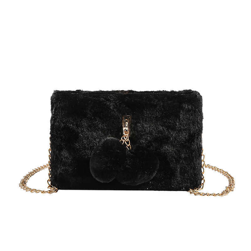 Autumn and Winter Plush Bag V2024 New Forest Sweet, Fashionable, Unique, Versatile Crossbody Cute Hairy Ball Small Square 250113