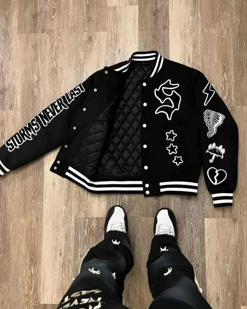 y2k fashion oversized jacket American new trend personality pattern jacket mens Harajuku hip-hop gothic street clothing X250113