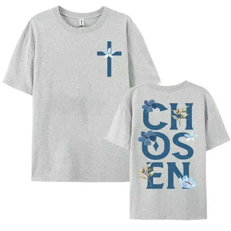 Chosen Floral Aesthetic Bible Verse T-shirts Womens Trendy Christian Clothing T Shirt Mens Fashion Retro Style Classic T-shirt X250113
