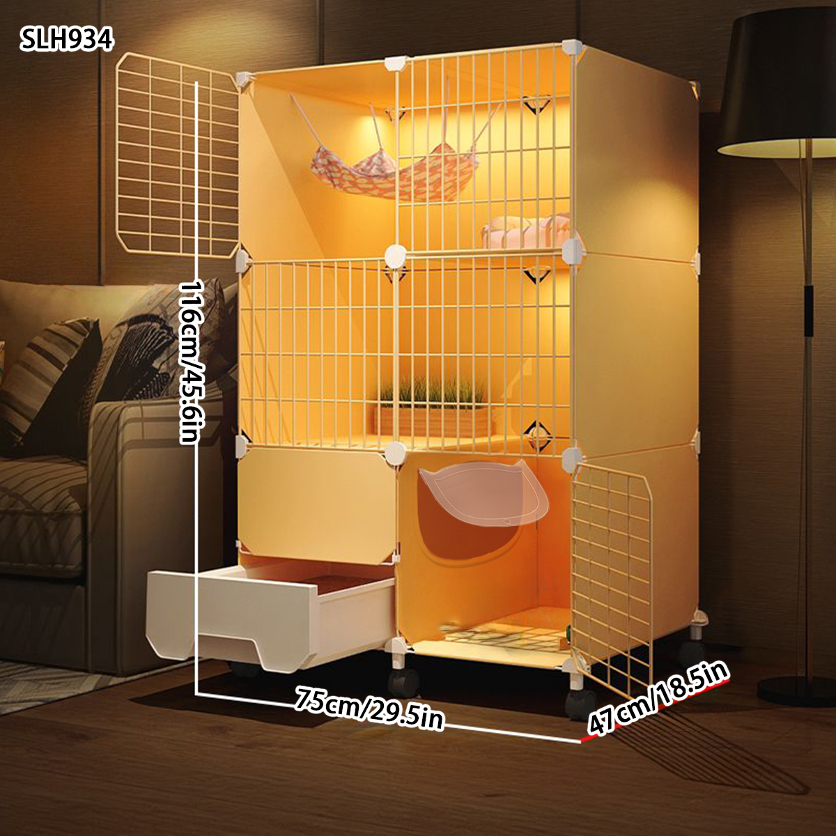 Indoor Winter Warmer Cat Home with Built-in Litter Box - Compact Pet Enclosure for Small Spaces