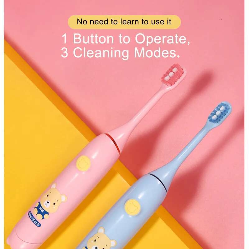 Children Electric Toothbrush Ultrasonic Teeth Brush with Storage Base Intelligent IPX7 Timing 3 Modes Personal Care Appliances