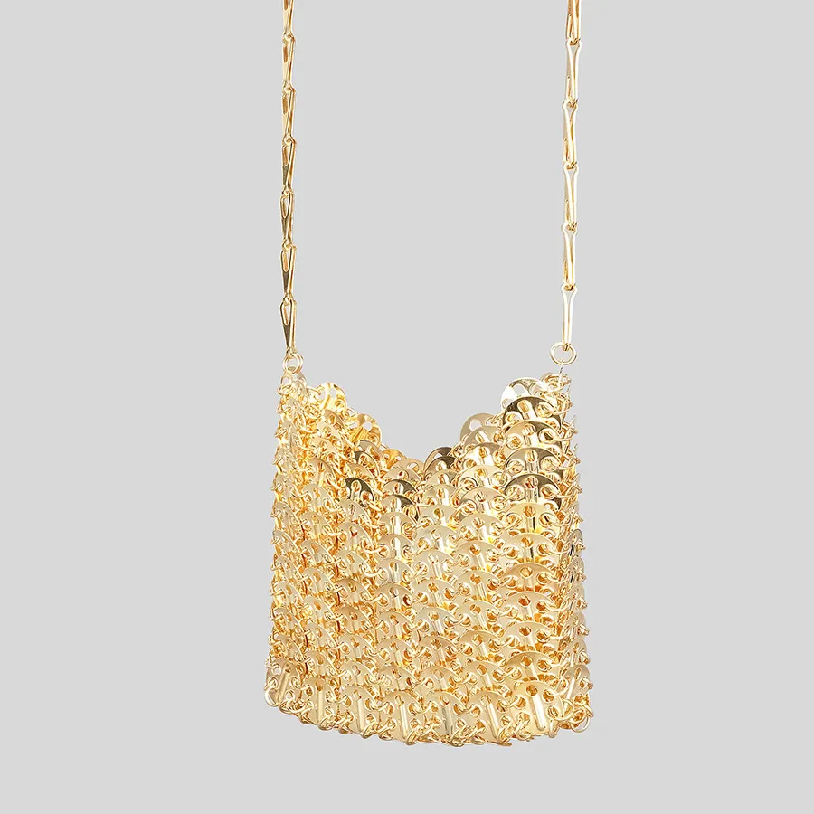 Elegant Ladies' Sequin Shoulder Bag - Designer Metal Beaded Crossbody Purse Ideal for Evenings