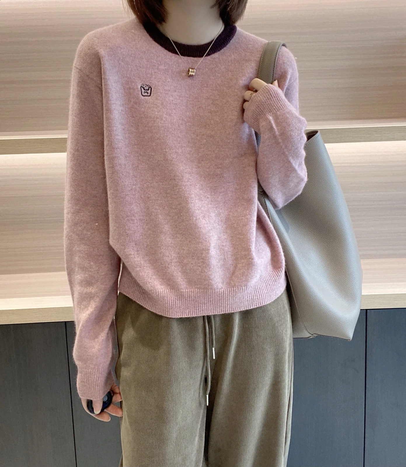 Womens round Neck Knitted Wool Sweater 100% Pure Multi Colored ed Easy Fit Spring Autumn Edition 250113