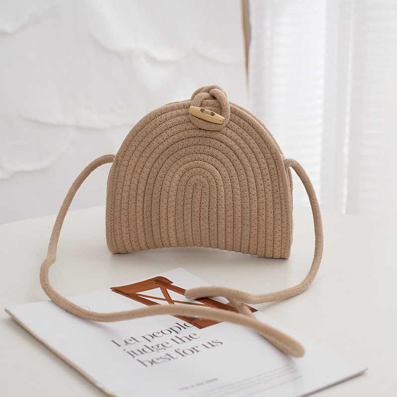 New Woven Shoulder Bag for Women, Cotton Rope Crossbody Bag, Bucket Summer Vacation Beach Fashionable and Versatile 250113