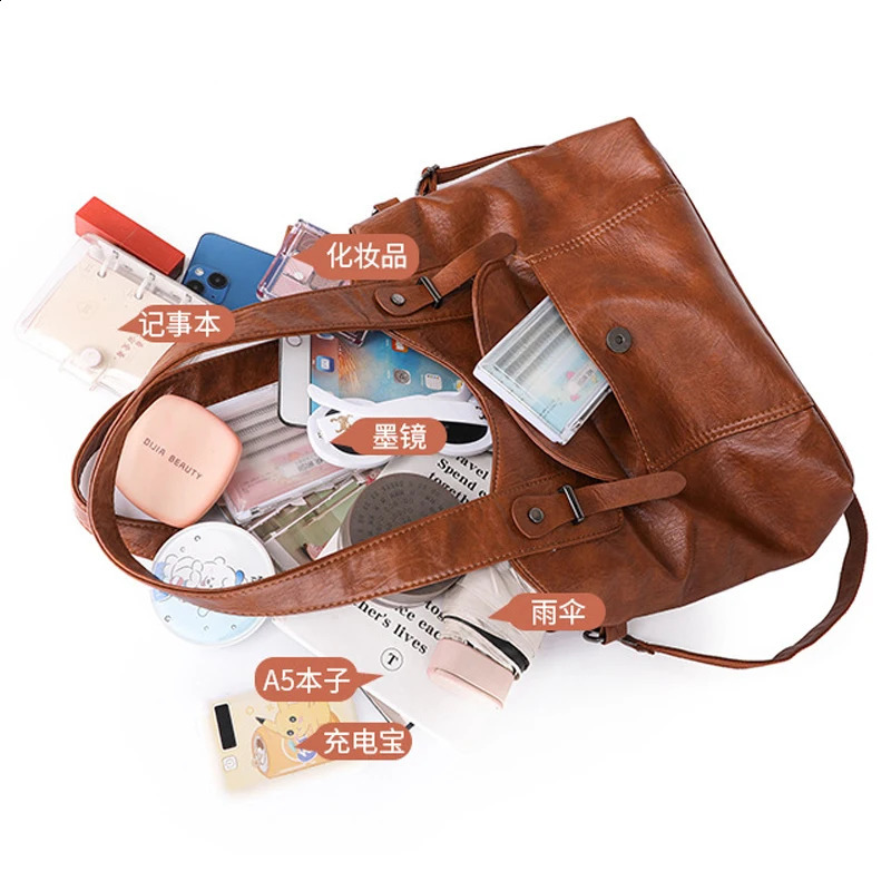 Winter Womens Large Capacity Handheld Shoulder Bag Trendy Soft Leather Texture Middle aged Womens Mom Bag Crossbody Bag 250106