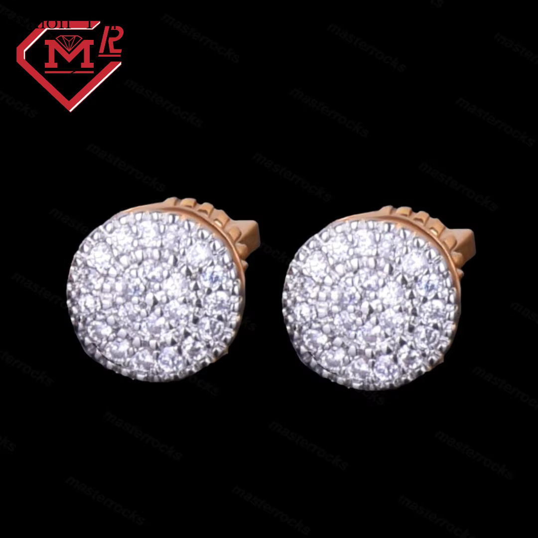 Hot Sale Sterg Sier Round Dia VVS Moissanite Iced Out Hip Hop Earrings For Men