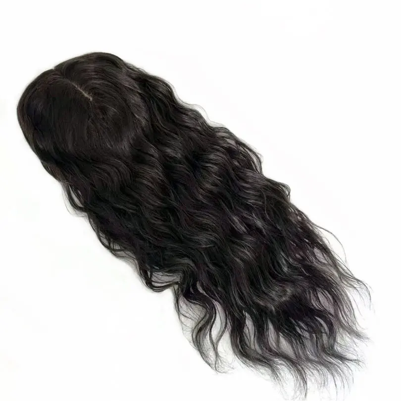 Wavy Clips On Hair Topper hair Piece 6x6" Virgin natural wave Hair Silk Base Toppers 15x16 cm Middle Part For Women