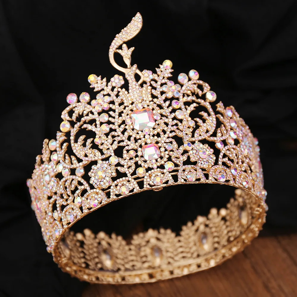 Baroque Miss Grand International Big Crown Round Wedding Pageant Rhinestone Crystal Tiaras Crown for Pageant Fans Hair Accessory250108