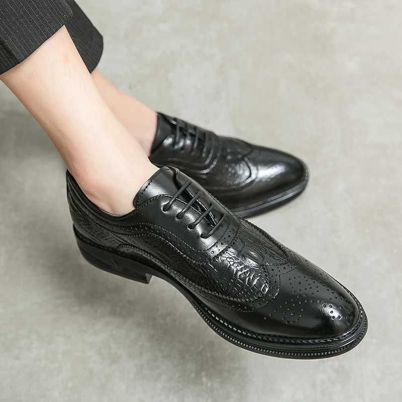 Luxury Men Brogue Dress Shoes Men Suit Casual Shoes Formal Business Leather Shoes Men Brown Wedding Italian Banquet Shoe Size 46XJ250113
