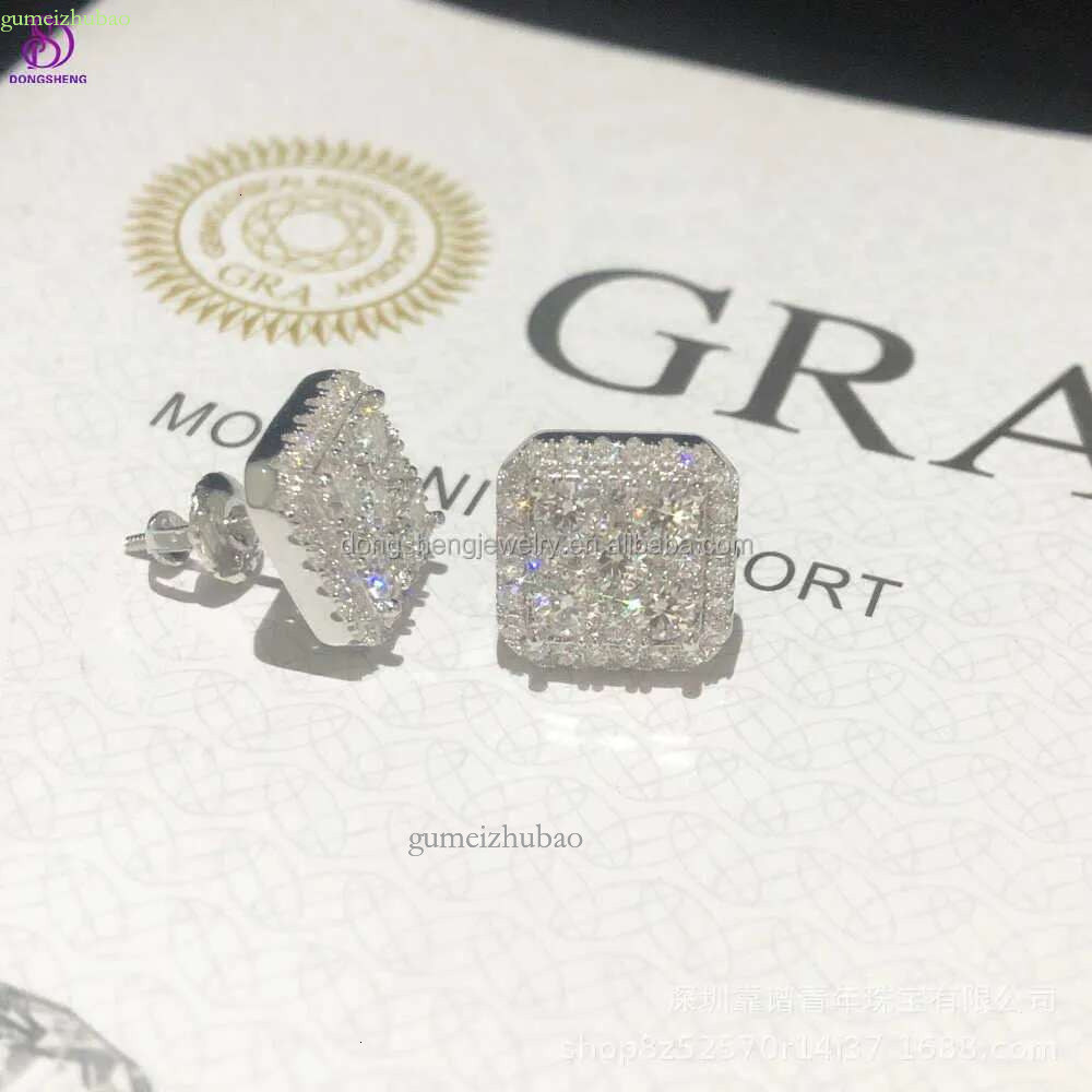 Custom Fashion Finey Jewelry Sterg Sier Earrings Ice Out Vvs Moissanite Dia Earring for Woman