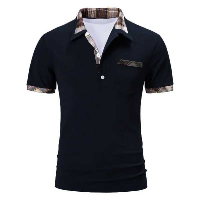 High Quality Summer mens slim fit short sleeved business casual polo shirt mens sports lapel golf polo shirt pocket splicing sports polo shirt T250113