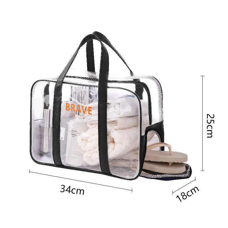 New transparent waterproof wash travel makeup dry wet separation beach bag, fiess swimming bag