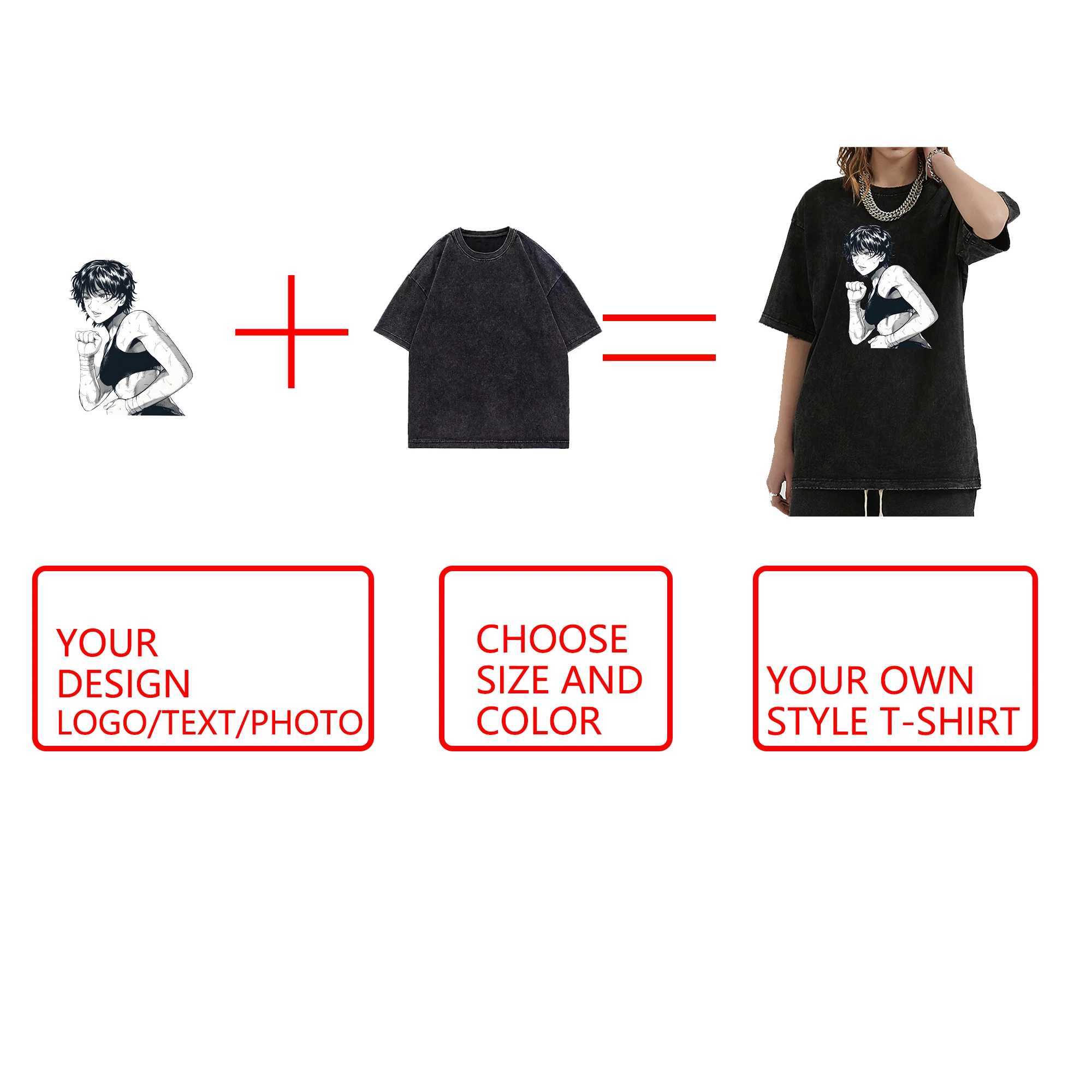 Custom washed T-shirt made of 100% pure cotton for men and women with personalized design and printing of your photos X250113