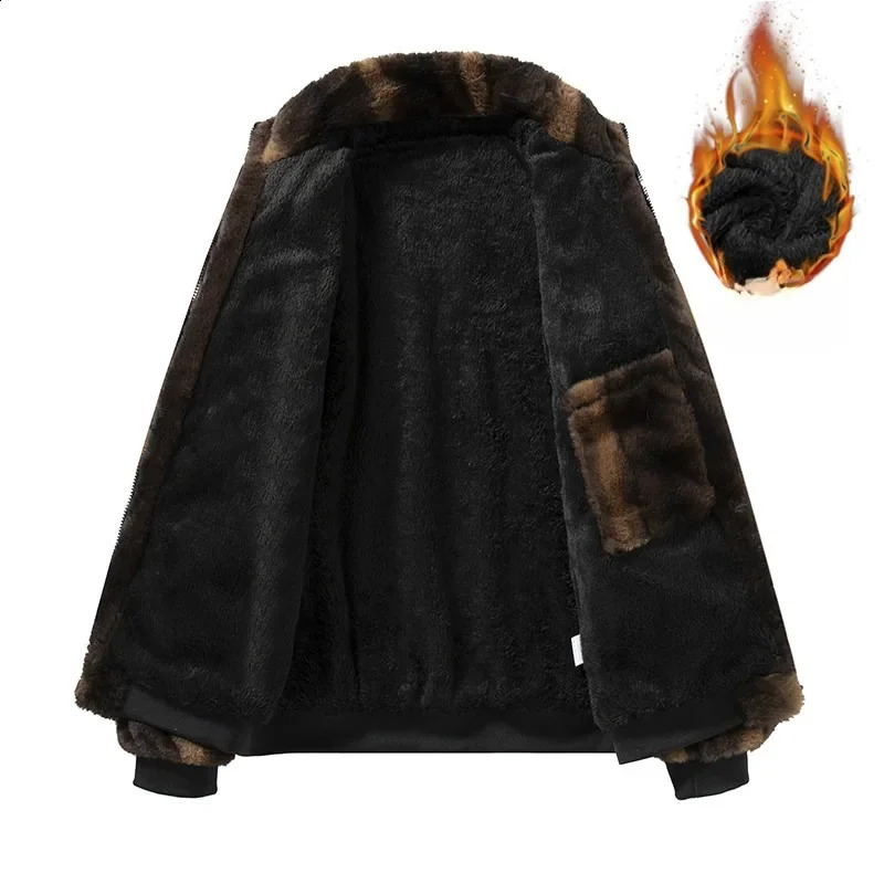 Retro Brown Thicken Warm Oversized Fleece Coat Men Loose Casual Mens Jacket Highstreet Outerwear Male Cardigan Winter 250107