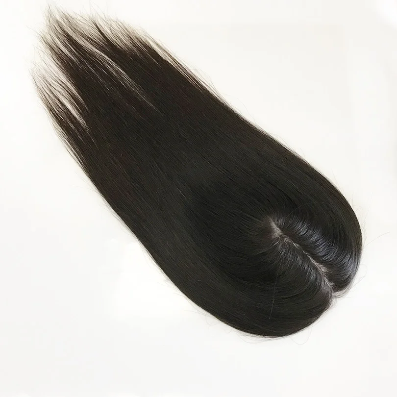Virgin Human Hair Silky Straight Women Topper European Hair Pieces 4 Clips in 15x16cm 12-20Inch Women Toupee