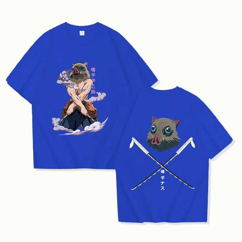 New Hot Anime Hashibira Inosuke Printed T-shirts Women Men Fashion Casual Loose Round Neck Creative Personalized T-shirts X250113