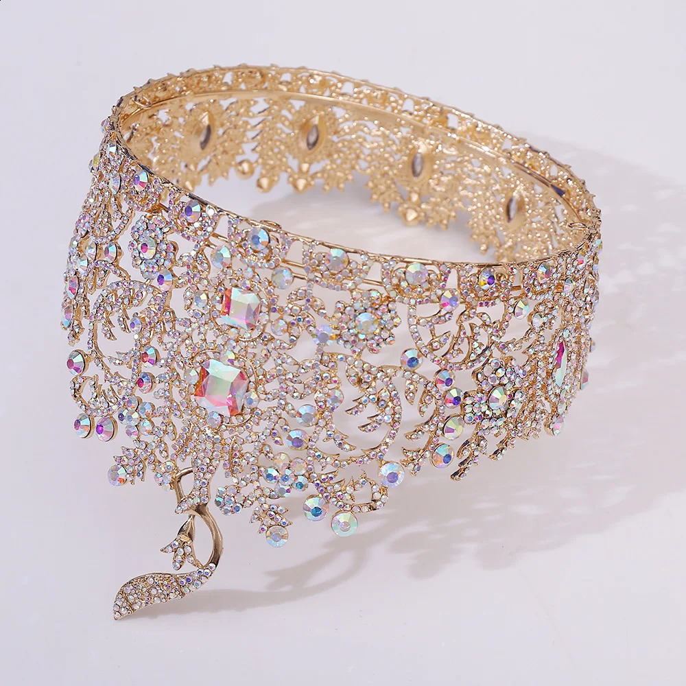 Baroque Miss Grand International Big Crown Round Wedding Pageant Rhinestone Crystal Tiaras Crown for Pageant Fans Hair Accessory250108