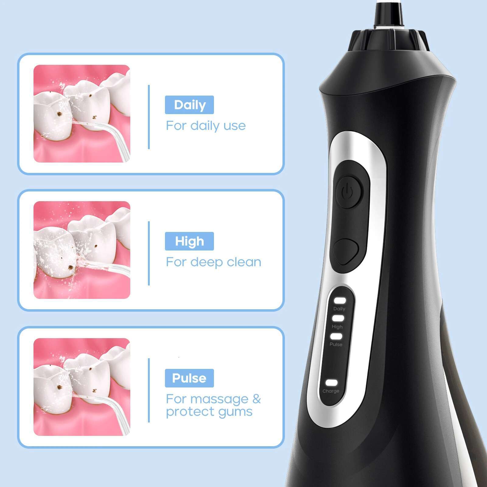 Seago Electric Toothbrush and Water sser for Adults Rechargeable Multiple Clean Functions White Black Home Gift