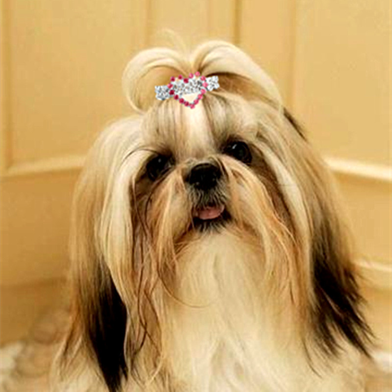 Bling Pearl Dog Collar Small and Medium Dogs Crown Hair Clips Puppy Accessories Doggy Heart and Bone Necklace Pet Supplies