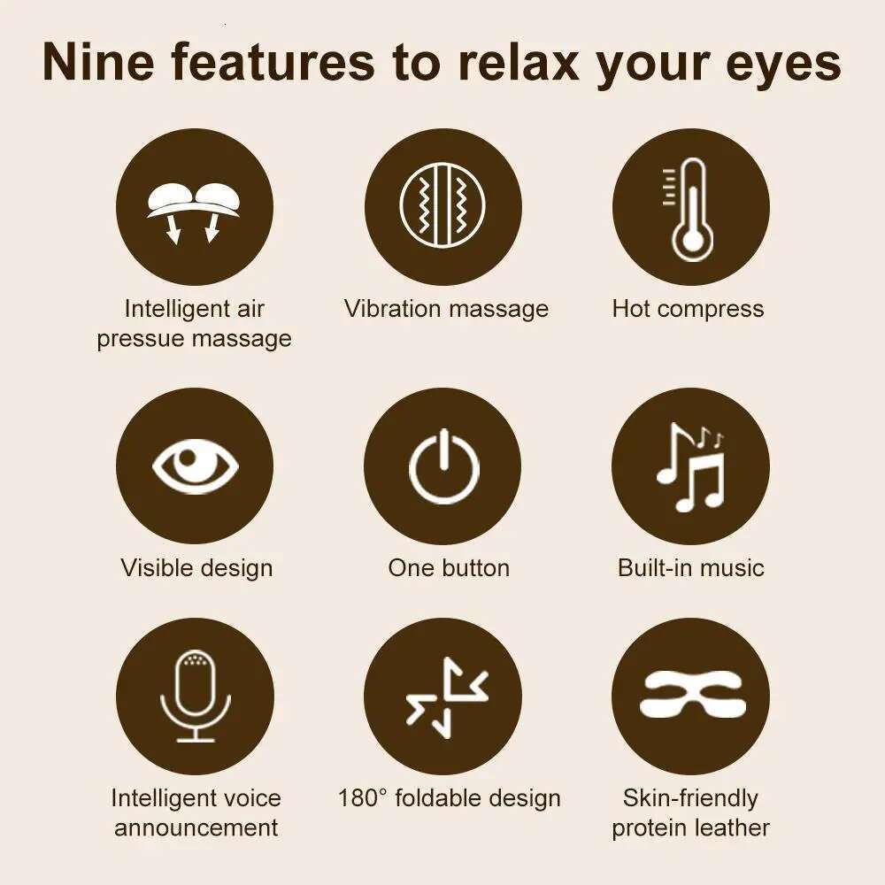 Rechargeable Smart Eye Facial Massager Bluetooth Music Foldable Air Pressure Heating Massage Relaxation