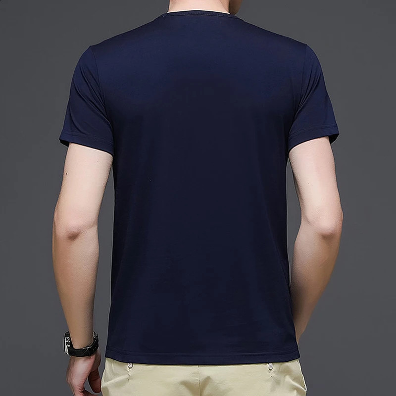 Men T Shirts100% CottonShort SleeveCrew NeckRegular Fit Plain Top TeesBlack Navy White Gray 250113