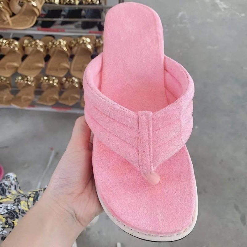 Women's Plush Summer Slippers - Comfortable Flip Flop Wedge Sandals with High Heels