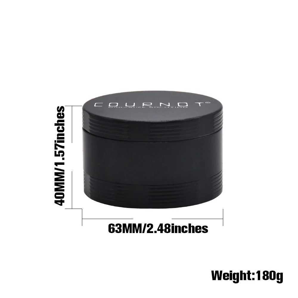 COURNOT 63MM 4Layers Aluminum Alloy Metal Non-Stick Ceramic Grass Smoke Grinder Sharp Diamond Teeth Handle Herb Grinder W250121