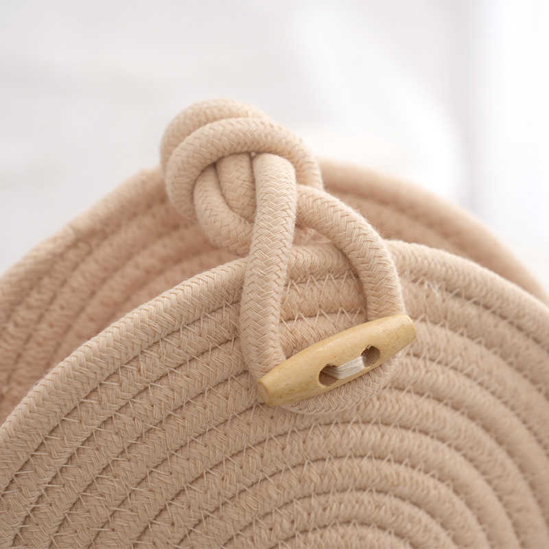 New Woven Shoulder Bag for Women, Cotton Rope Crossbody Bag, Bucket Summer Vacation Beach Fashionable and Versatile 250113